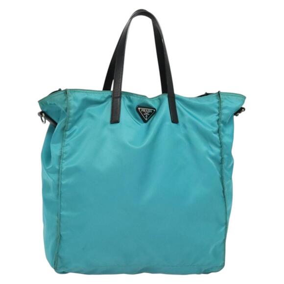 PRADA Tote Bag Nylon Blue Silver - Picture 1 of 9